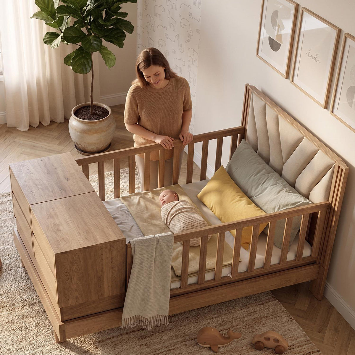 Cama Cuna 1.00 Artemisa Marfil, Natural