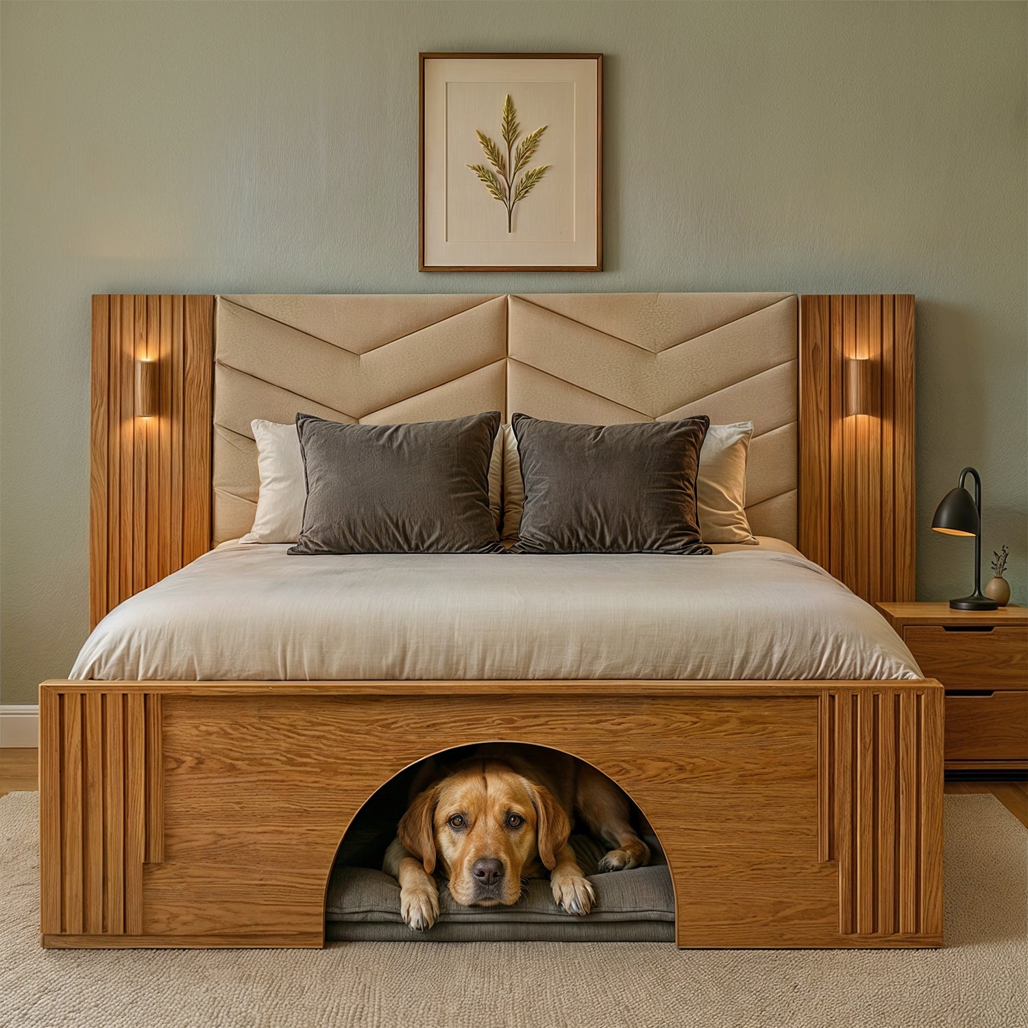 Cama Quen Gael Marfil, Natural