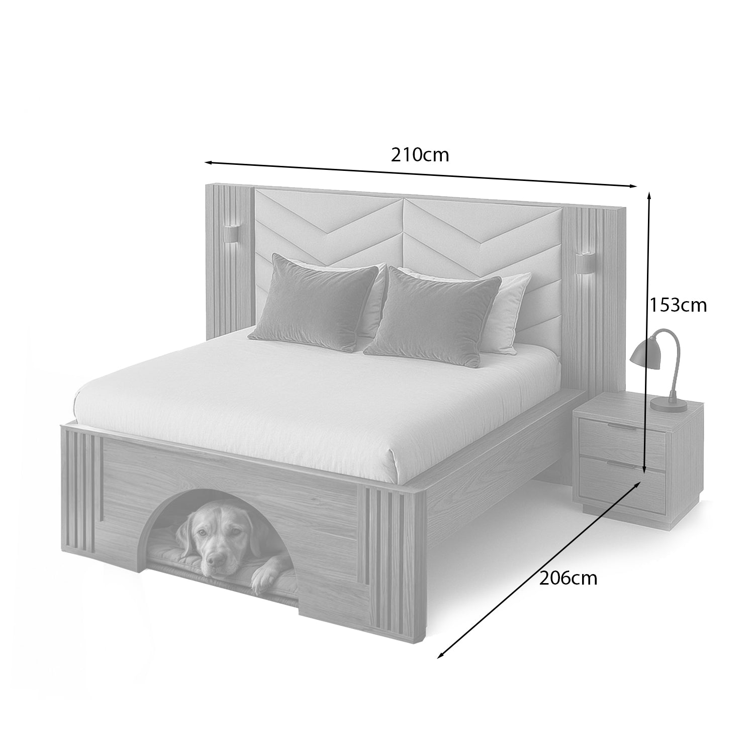 Cama Quen Gael Marfil, Natural