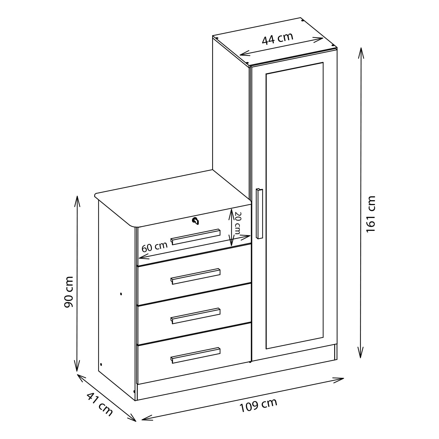Cómoda + Tocador Aktual Off White, Natural