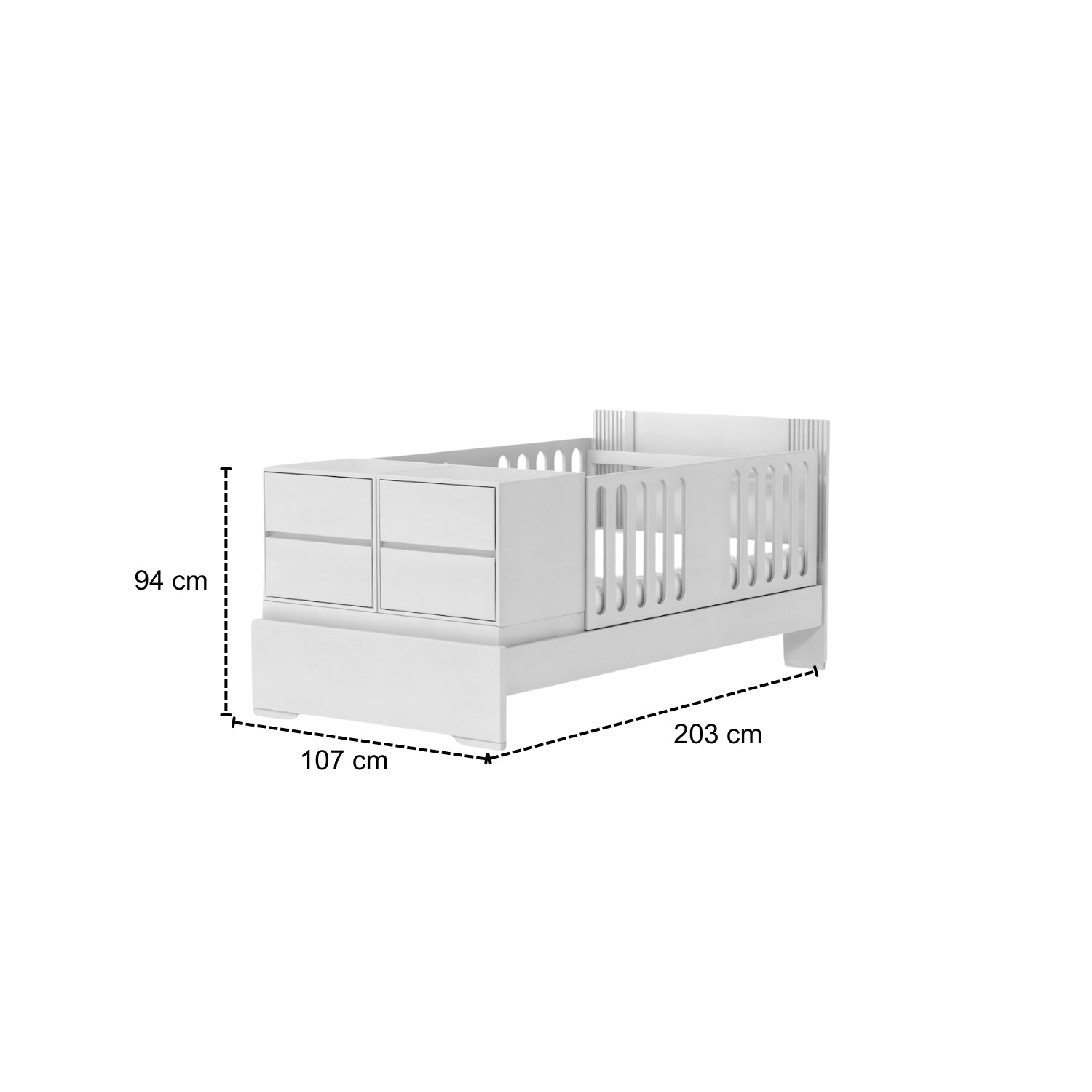 Cama Cuna 1.00 Almeira Off White, Champaña