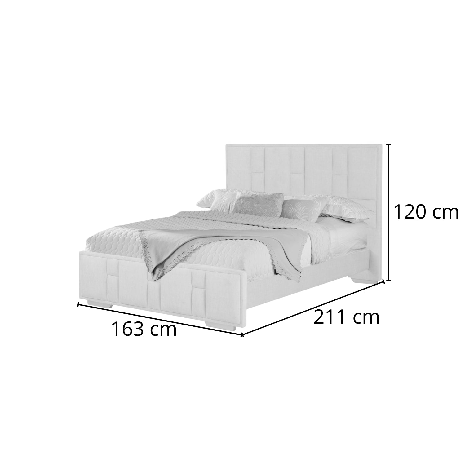 Cama Doble Thymon Velvet Gris, Champaña