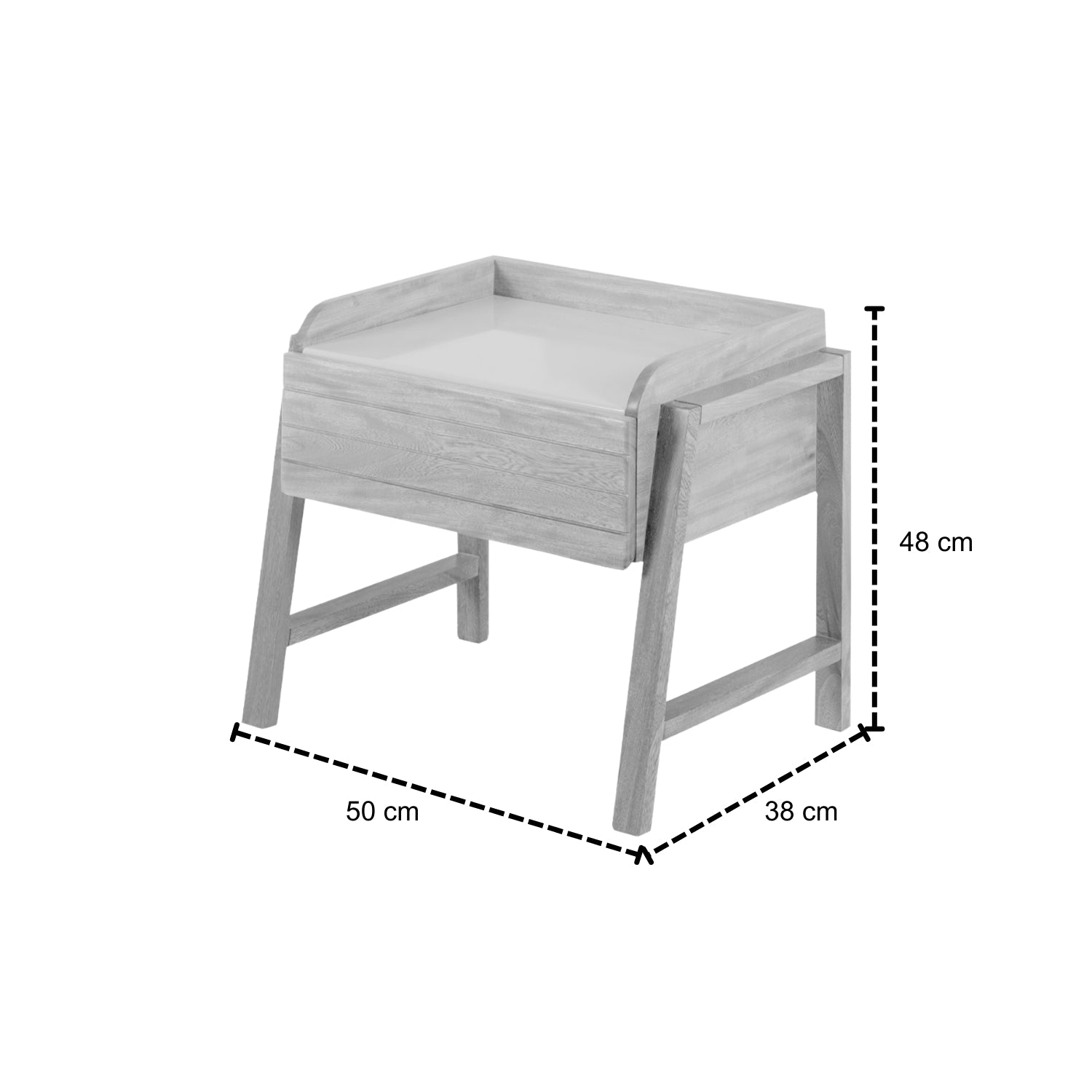 Mesa de Noche Alky Off White, Natural