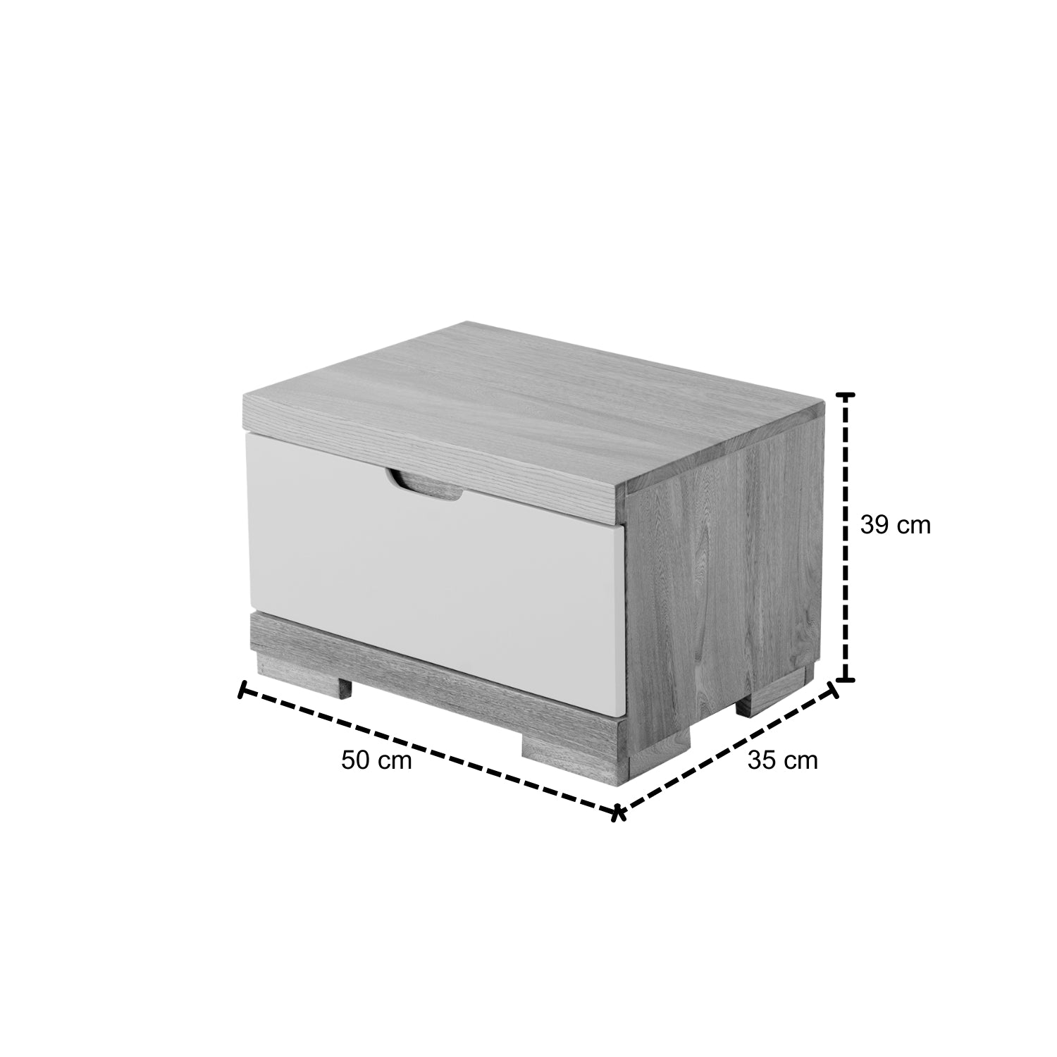 Mesa De Noche Darius Off White, Natural