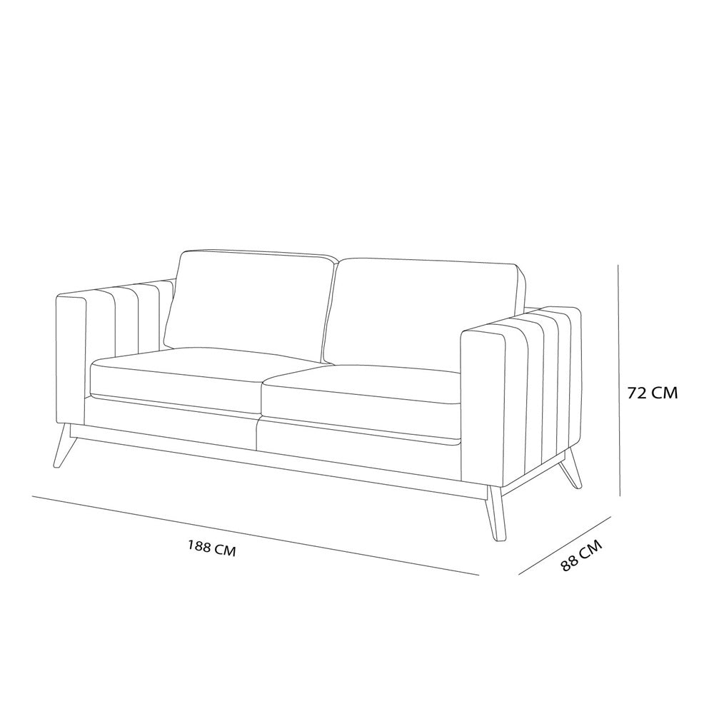 Sofá 3 Puestos Line Eurolino Gaira Plata 188 Cm