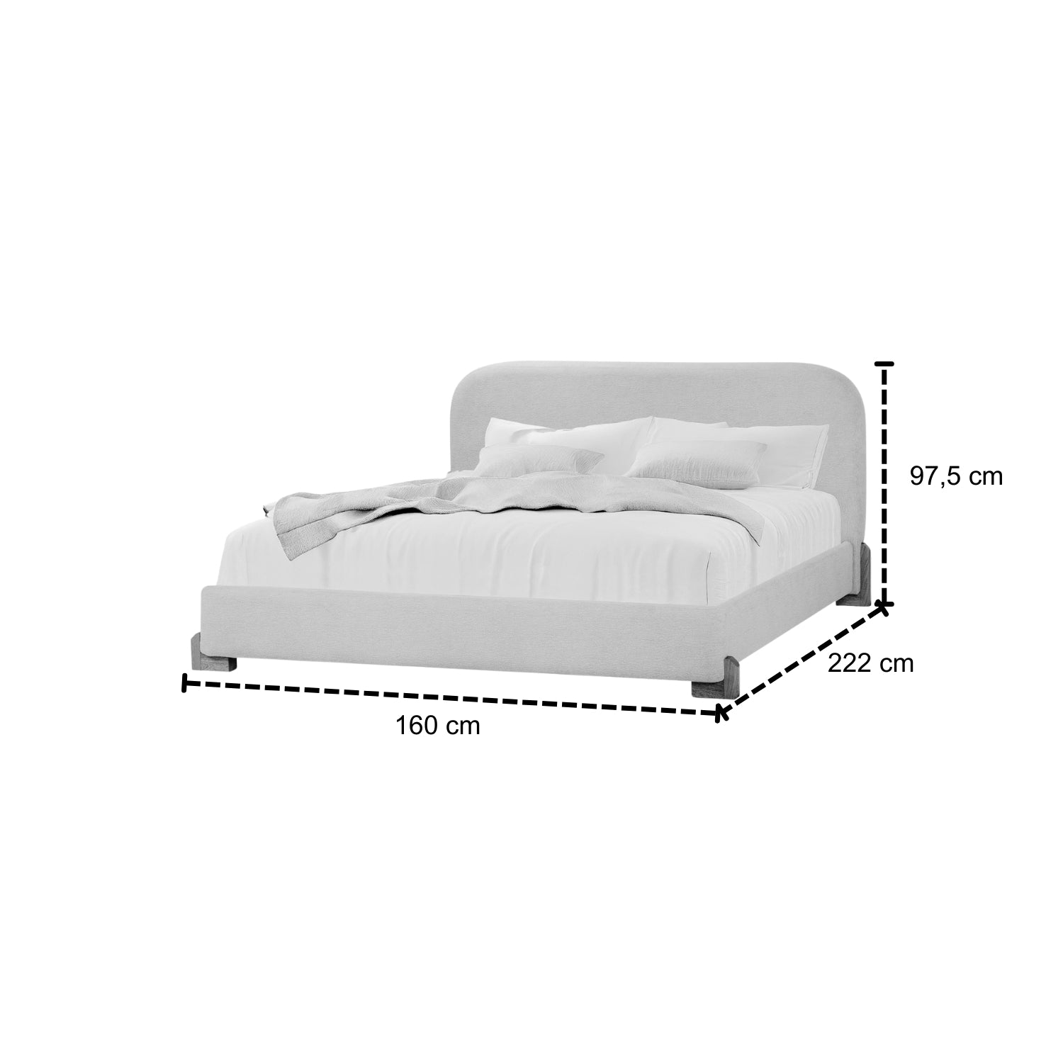 Cama Doble Denver Velvet Vainilla, Natural