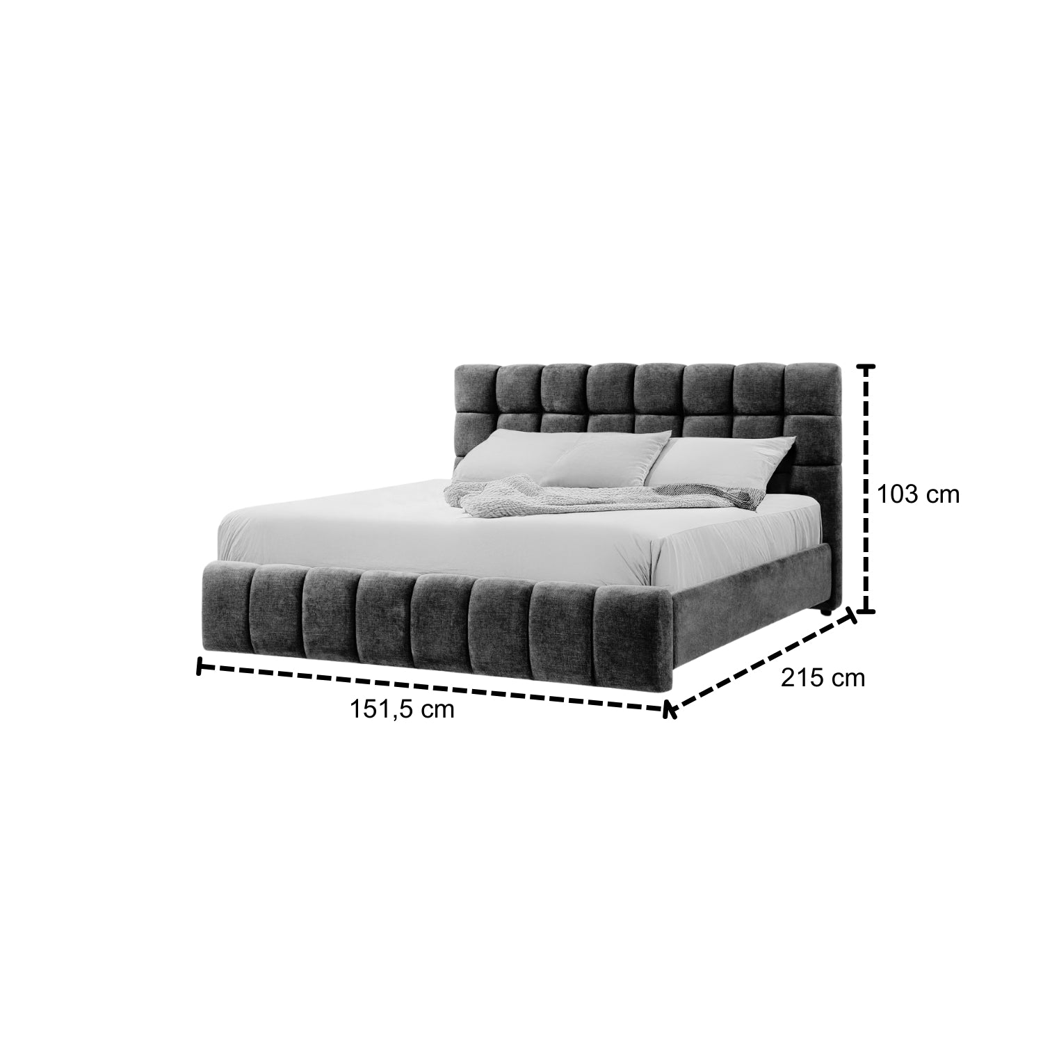 Cama Doble Oklam Chenille Koi Indigo