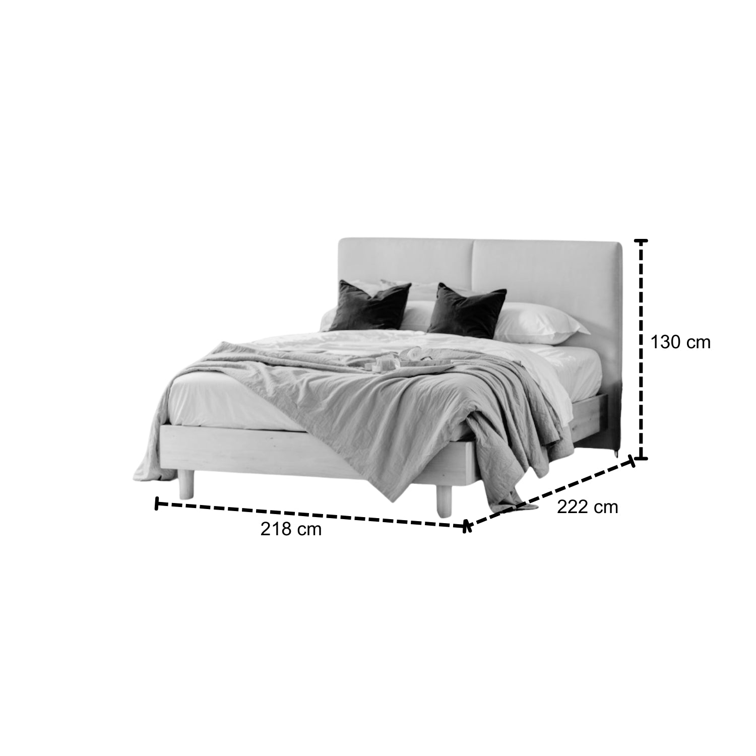 Cama King Danes Microfibra Beige, Natural