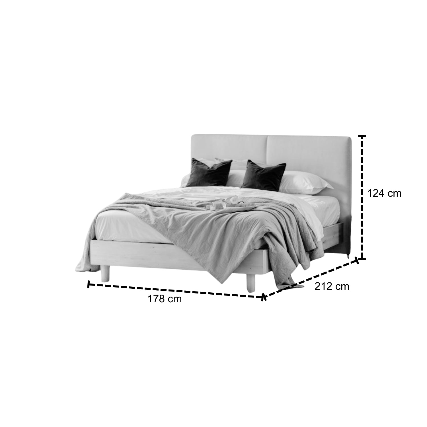 Cama Queen Danes Microfibra Beige, Natural