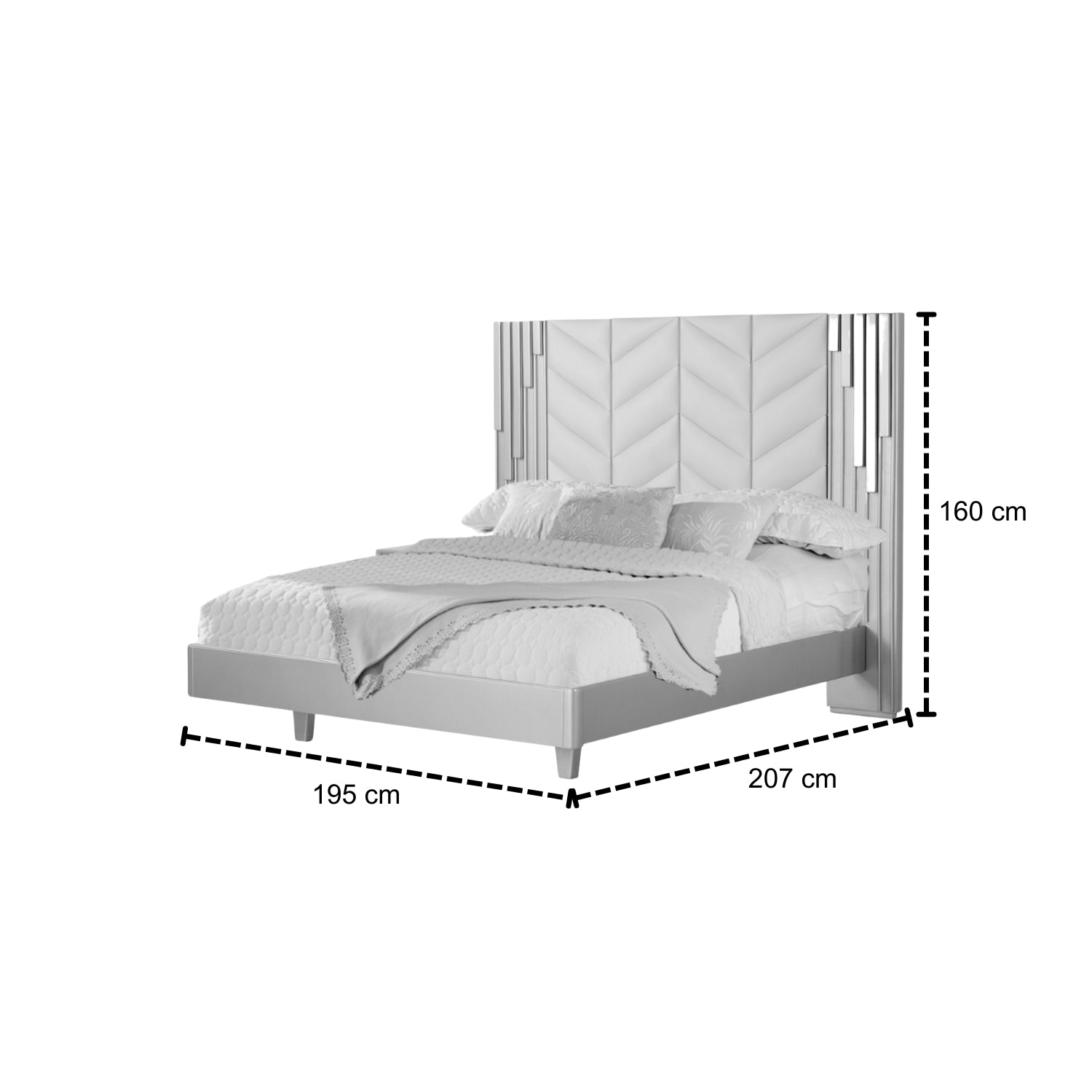 Cama Queen Italia Blanco Perla, Champaña