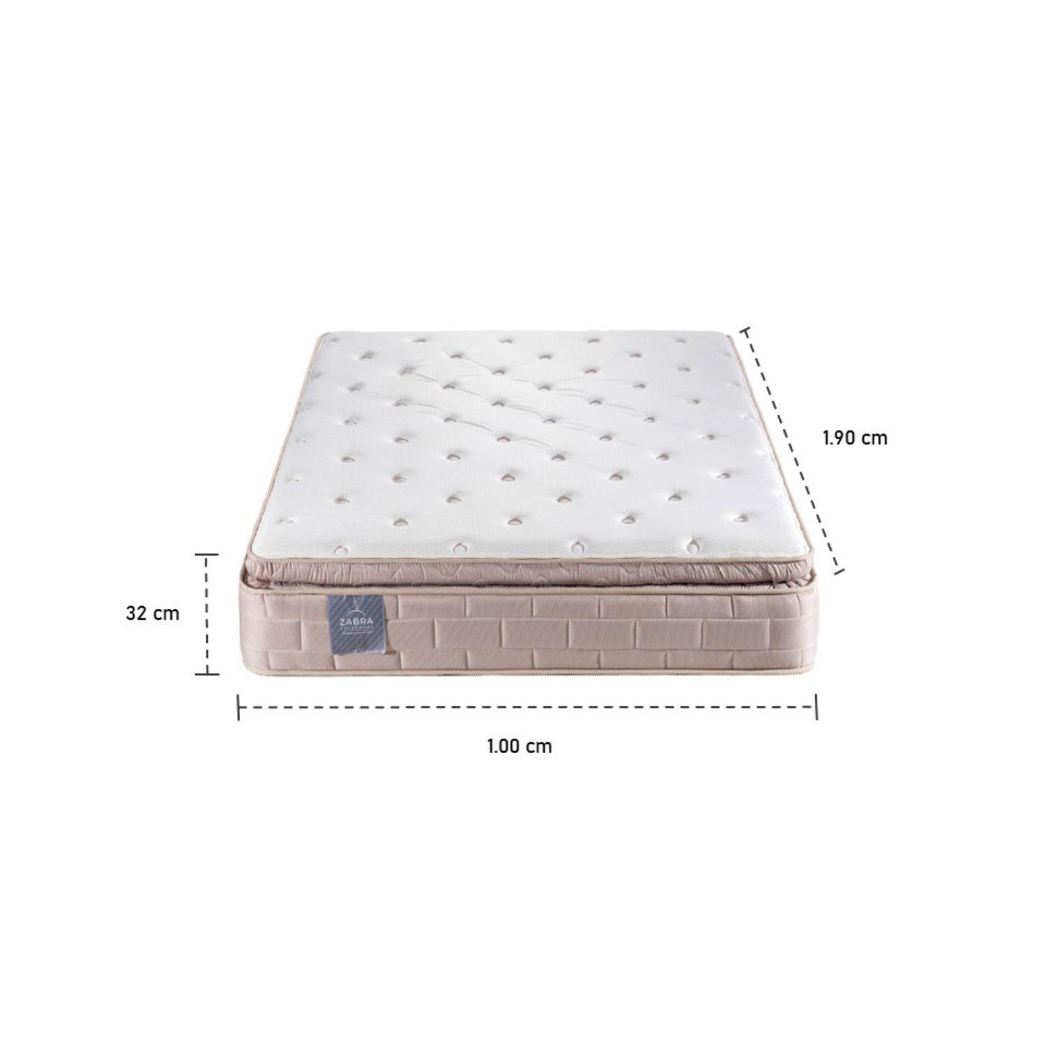 Combo Colchón 1.00 Aurora Beige Pillow Top (Garantia 15 años) + Cama