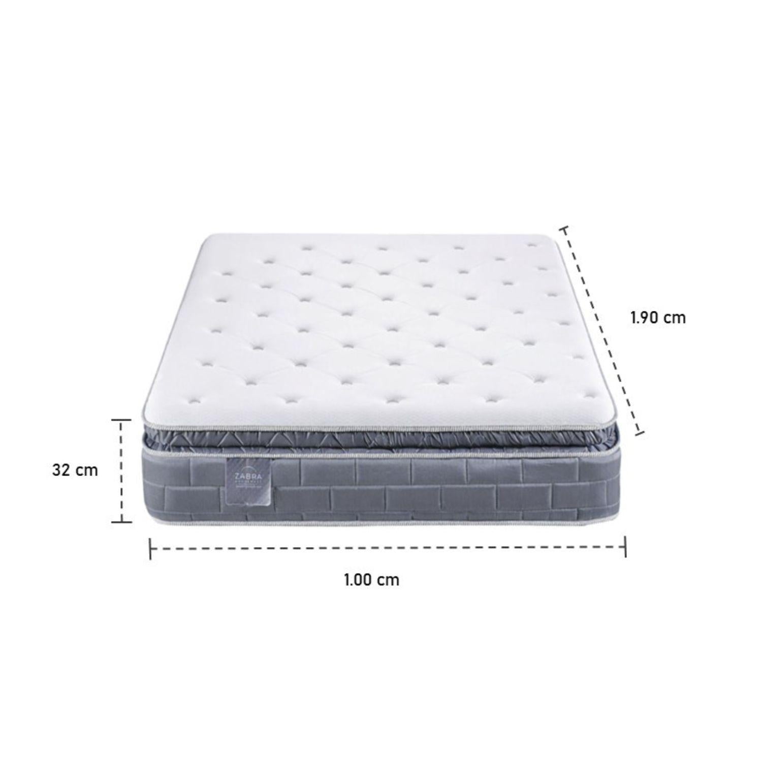 Combo Colchón 1.00 Aurora Gris Pillow Top (Garantia 15 años) + Cama
