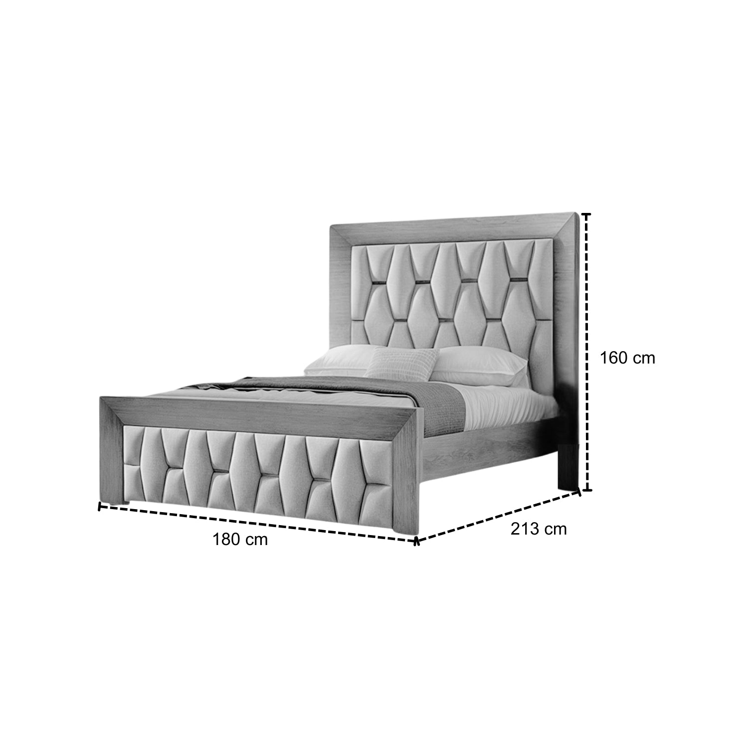Cama Queen Mila Eurolino Marbella Beige, Natural