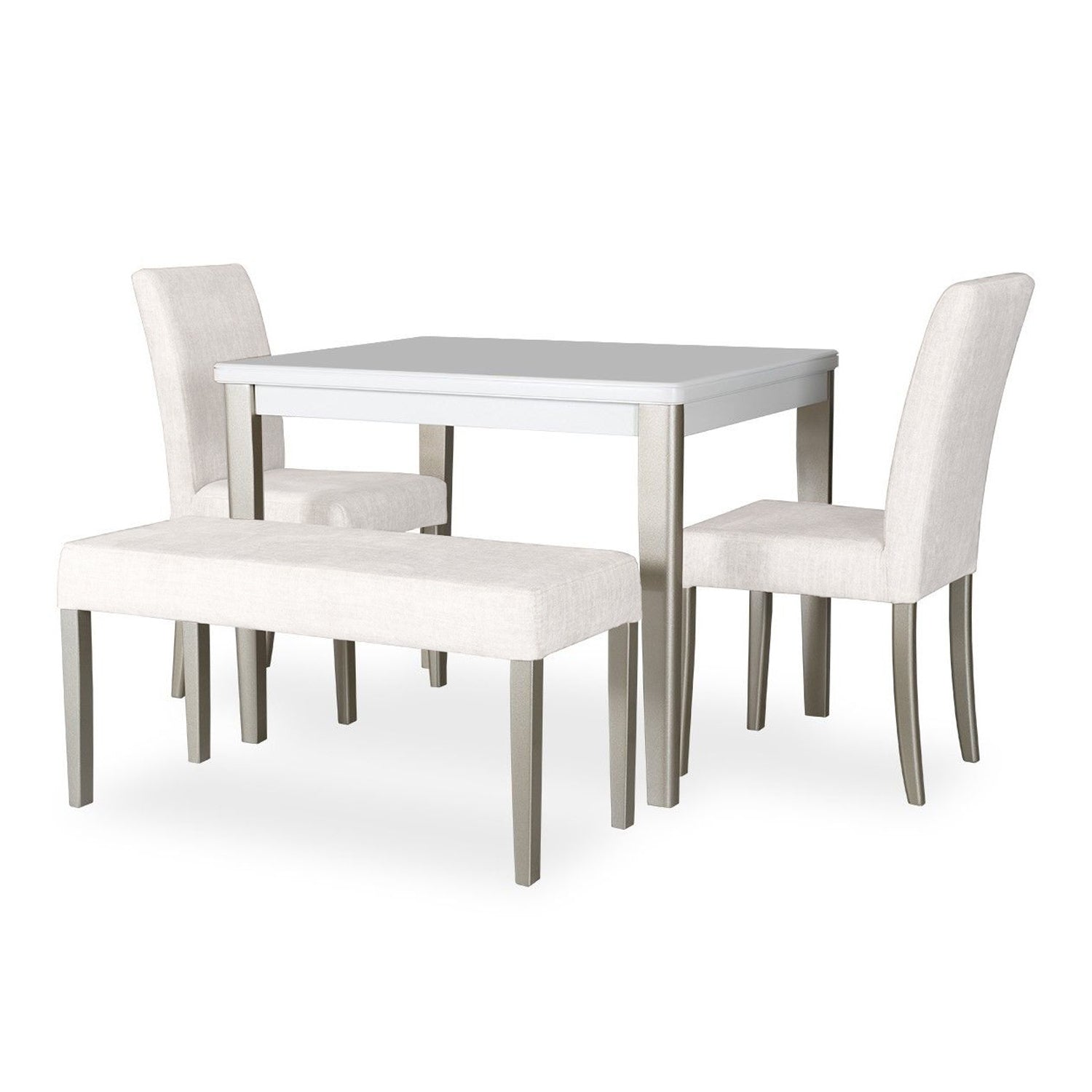 Comedor 4 Puestos Line Eurolino Blanco, Champaña 2 Sillas + Butaca