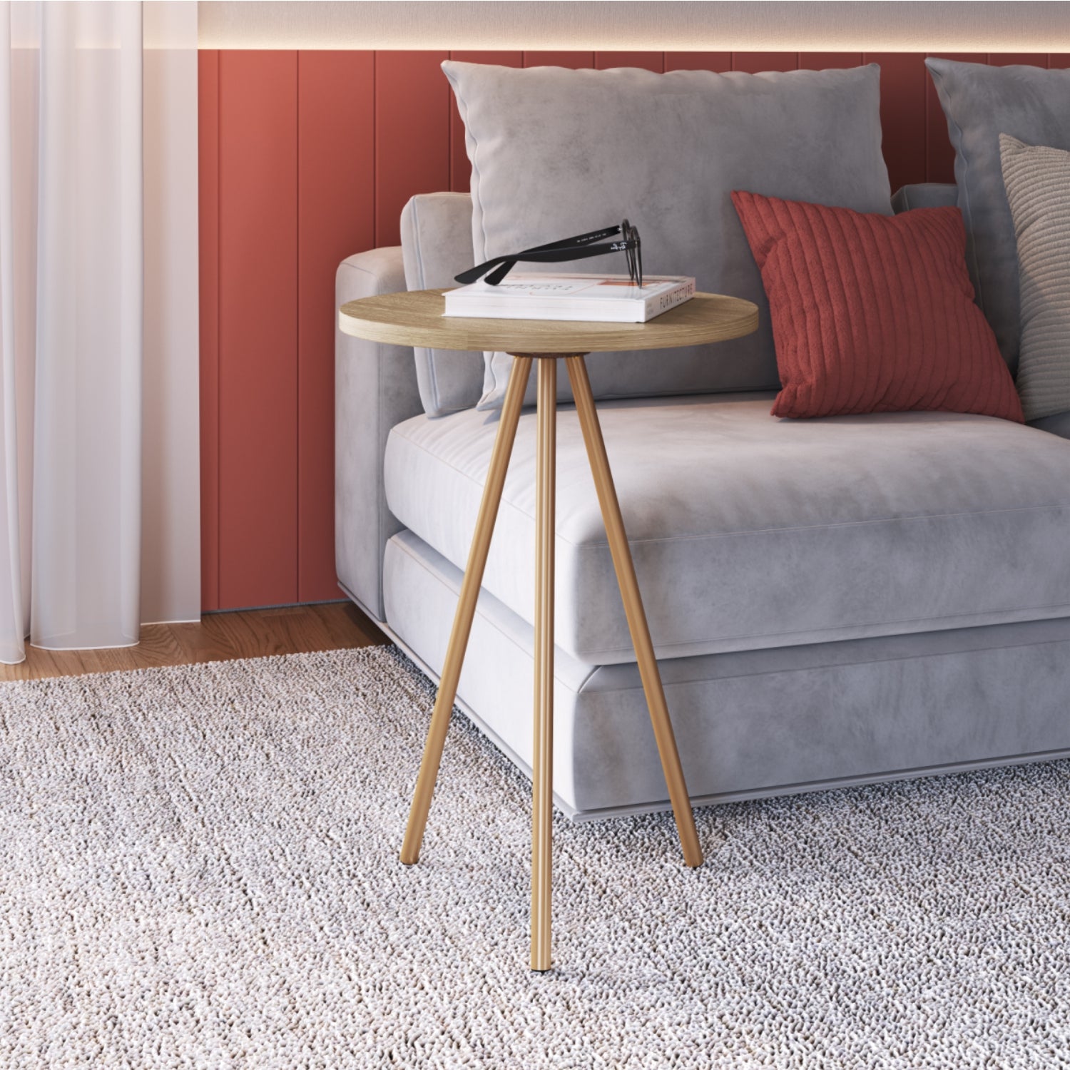 Mesa Auxiliar Lilo Natural, Dorado