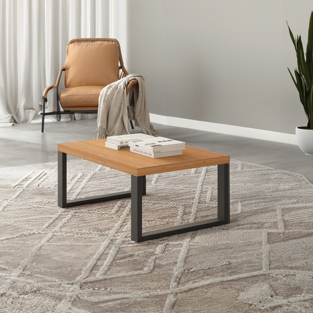 Mesa De Centro Cox 67X30X44 Natural, Negro