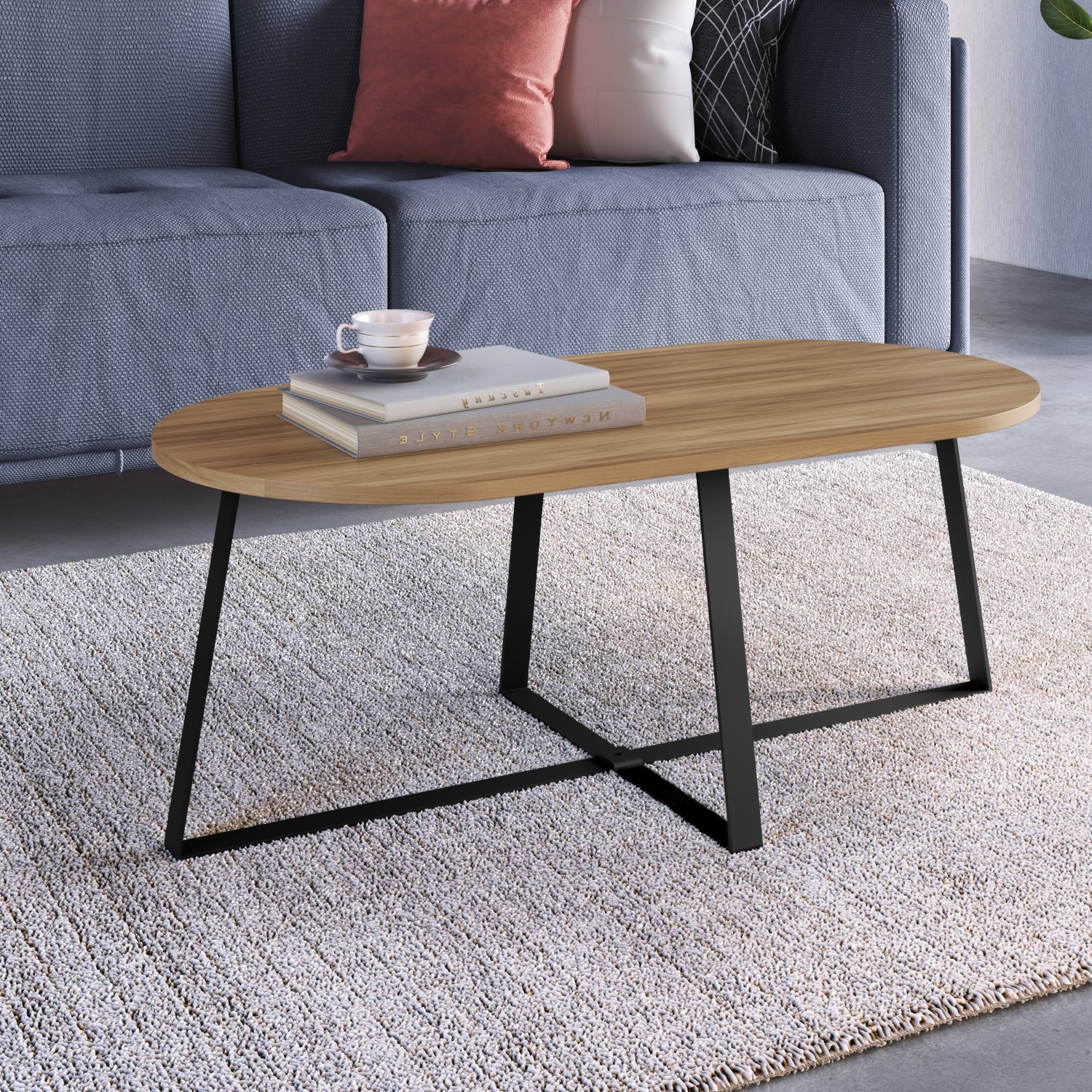 Mesa De Centro Alba 90X35X45 Natural, Negro