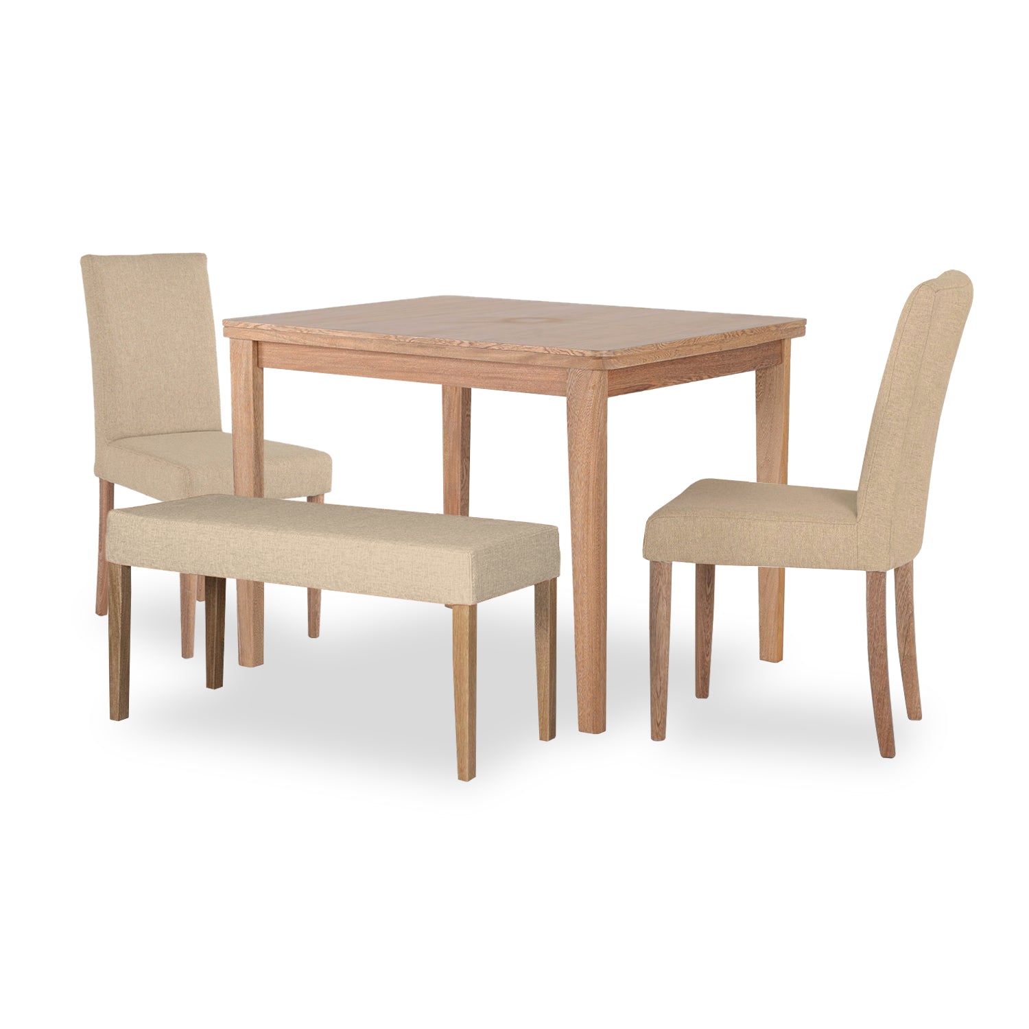 Comedor 4 Puestos Line Eurolino Marfil, Natural 2 Sillas + Butaca