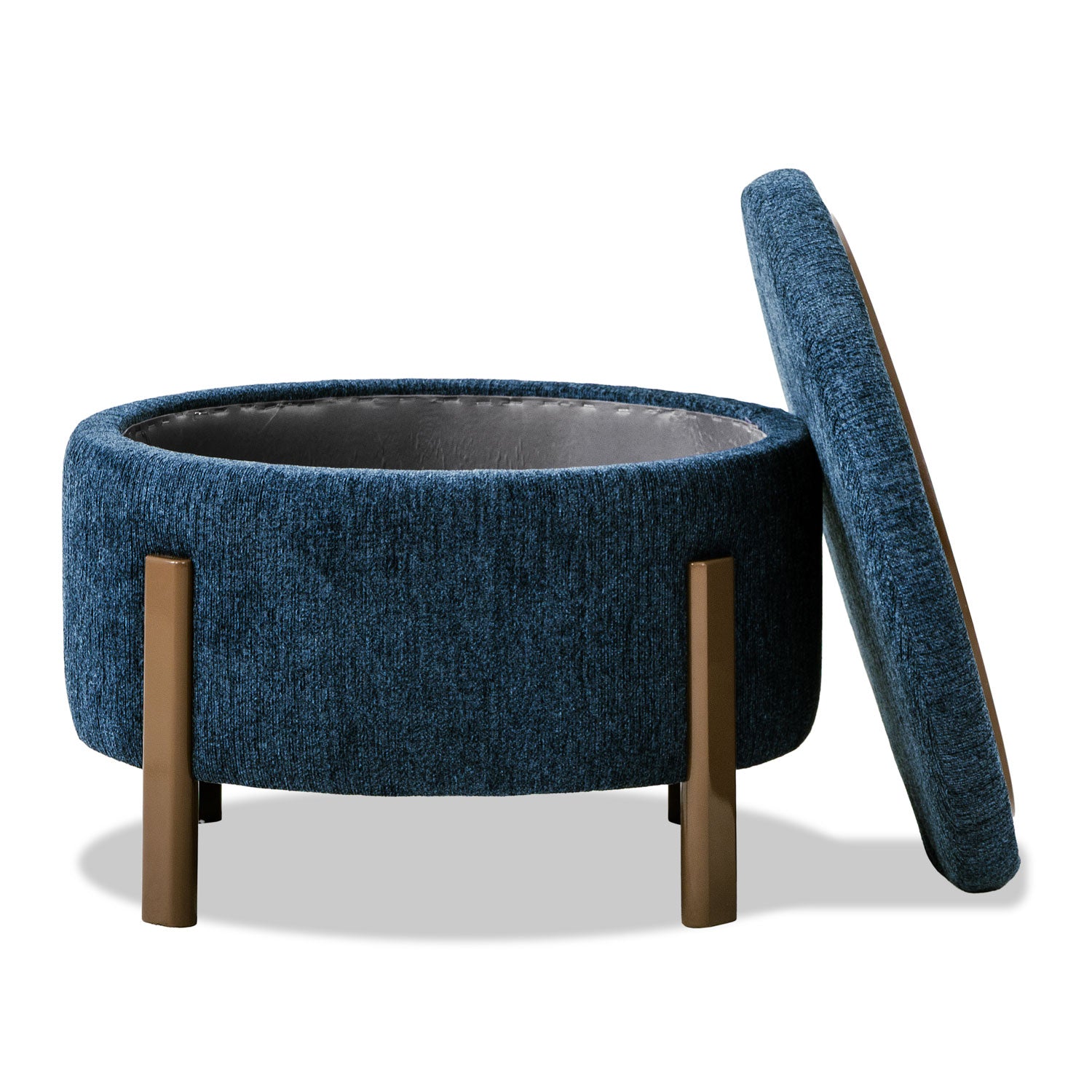 Puff Baúl Sienna 60 Microfibra Dossier Navy, Capuchino