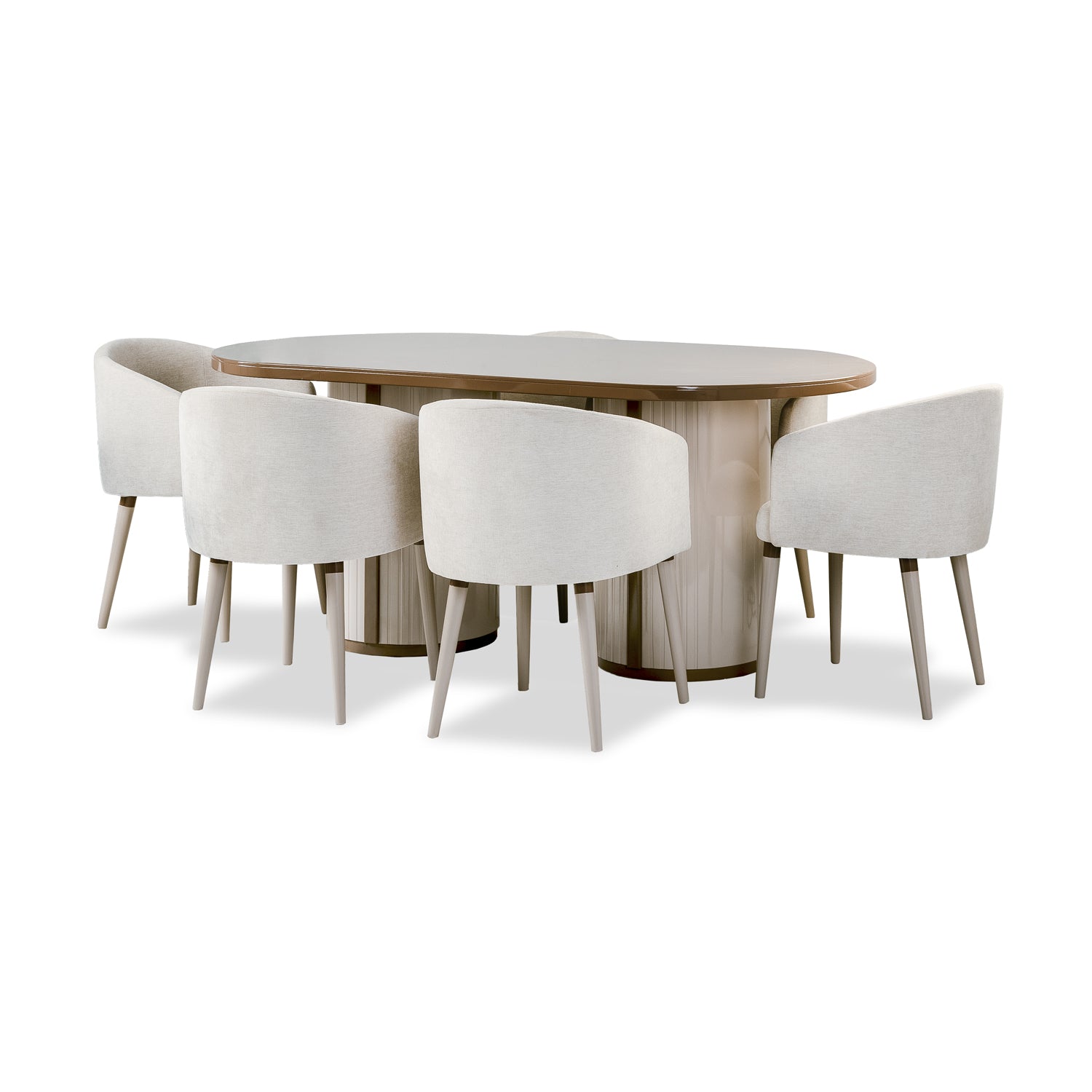 Comedor 6 Puestos Oklam Microfibra Touch Almendra, Latte