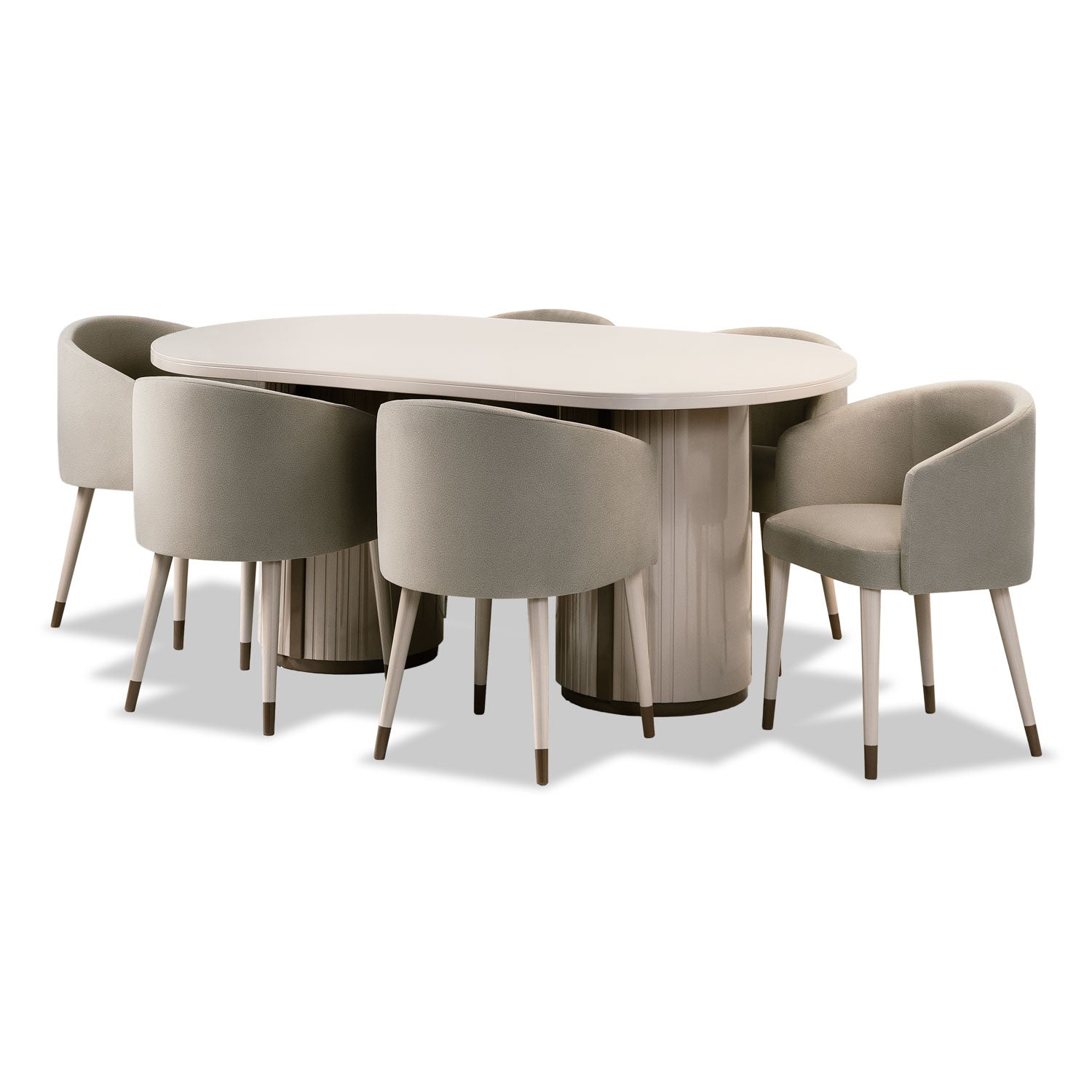 Comedor 6 Puestos Oklam Velvet Cassini Avellana,Latte