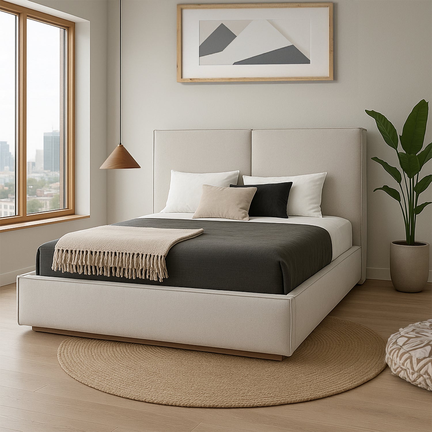 Cama Doble Tanner Lino Beige