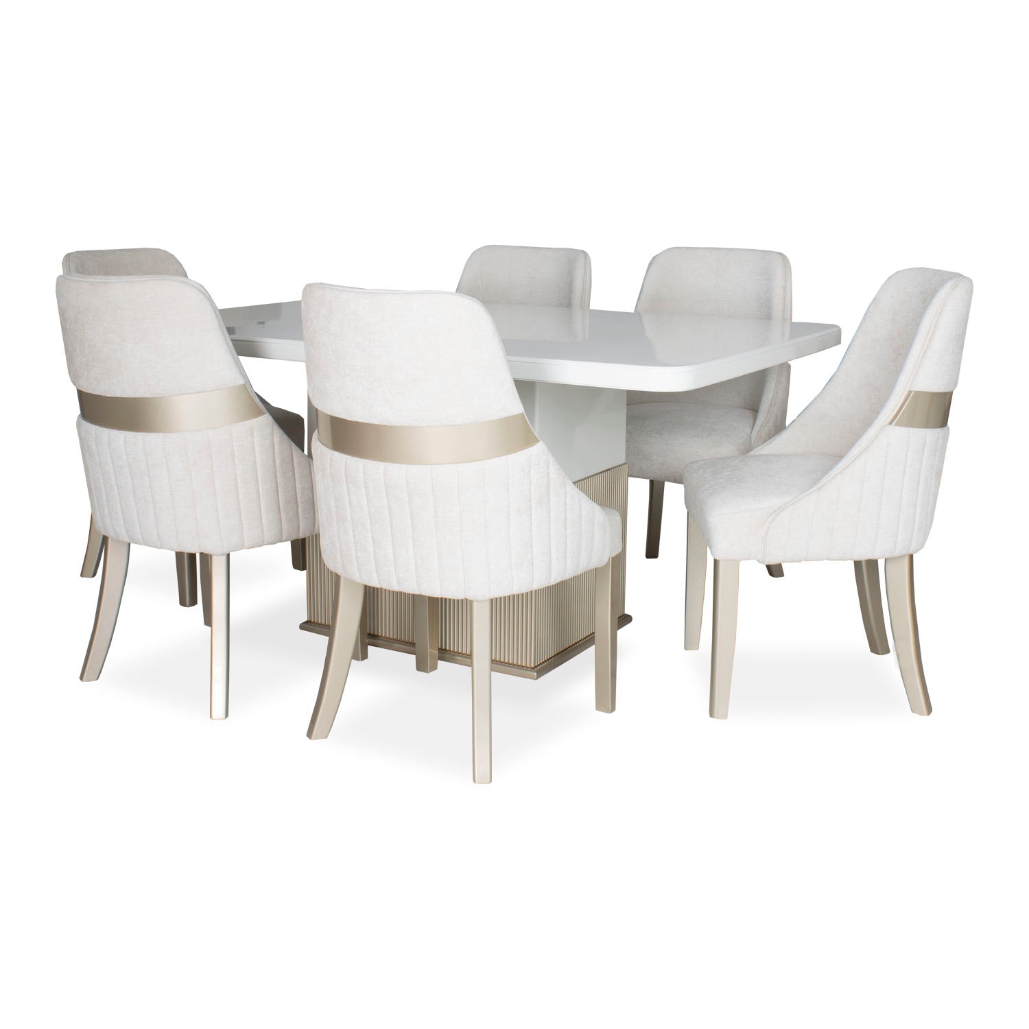 Comedor 6 Puestos Cavalli Touch Almendra, Champaña