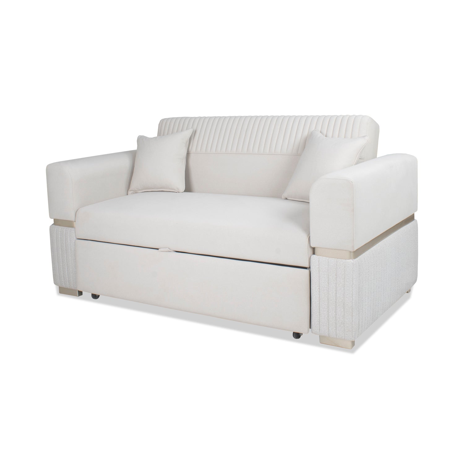 Sofá Cama Dhara Velvet Siena Marfil, Arena 175 cm
