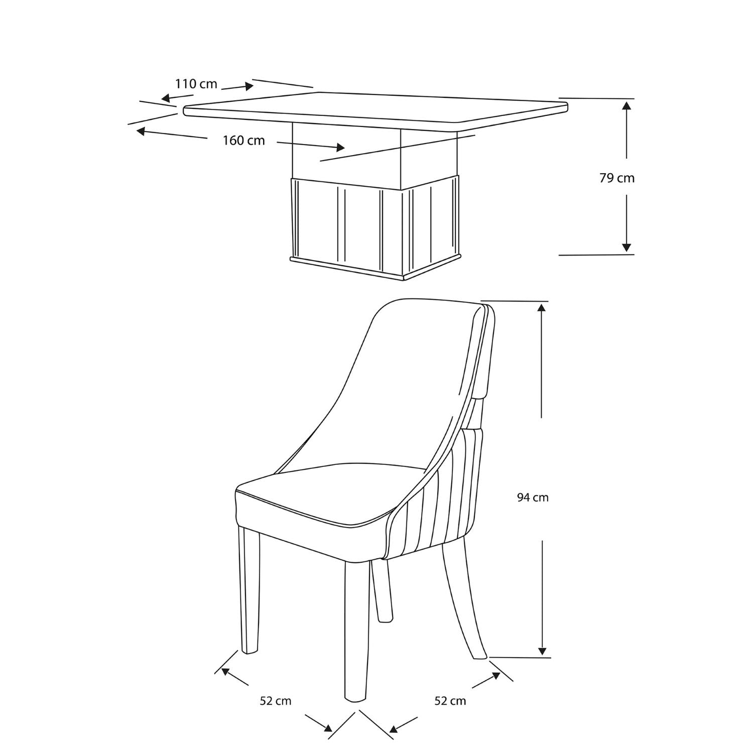Comedor 6 Puestos Cavalli Touch Almendra, Champaña