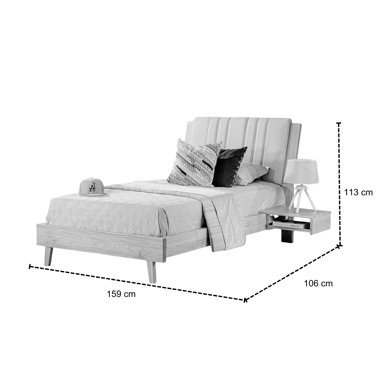 Combo Alcoba Sencillo Piero Eurolino Marfil, Natural + Colchón Siesta Orthopedic + Almohada Luxury