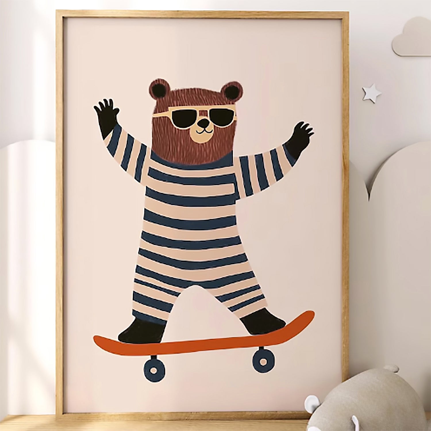 Cuadro Infantil 40X60 Oso Monopatin