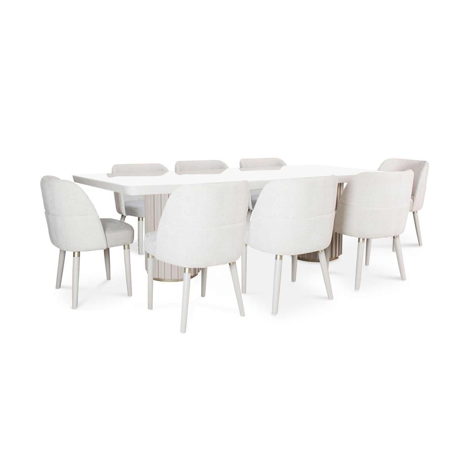 Comedor 8 Puestos Nicole Lino Almendra, Off White