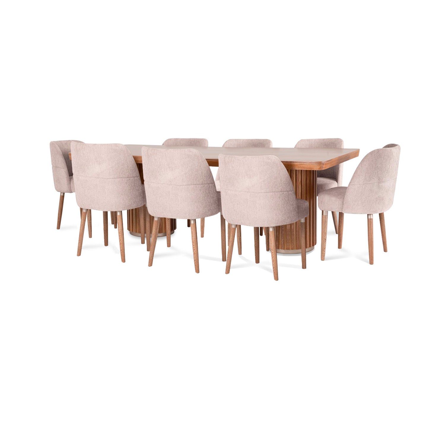 Comedor 8 Puestos Nicole Lino York Home Beige, Natural