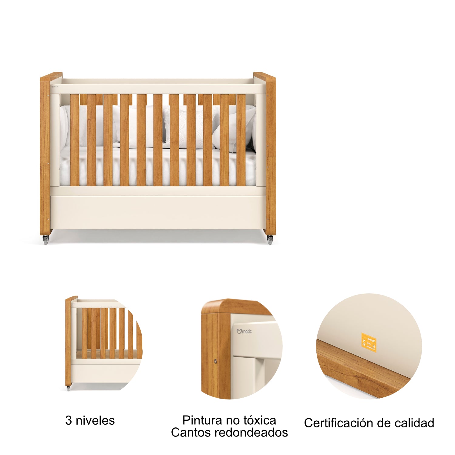 Cuna Arezzo Natural, Off White