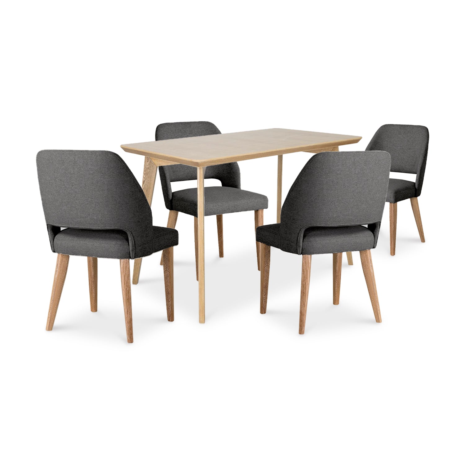 Comedor 4 Puestos Camille  Microfibra Kazan Plomo, Natural