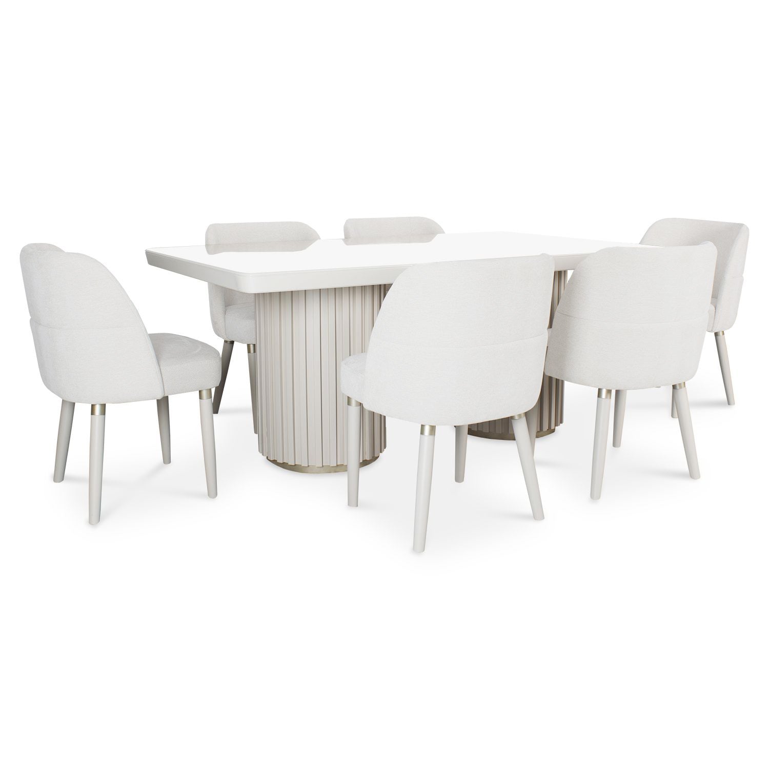 Comedor 6 Puestos Nicole Eurolino Blanco, Champaña