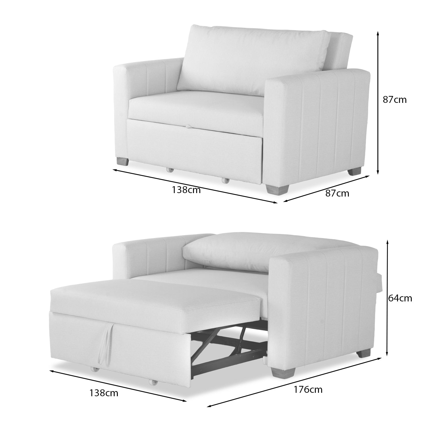 Sofá Cama Amatista  Eurolino Marbella Terra, Natural