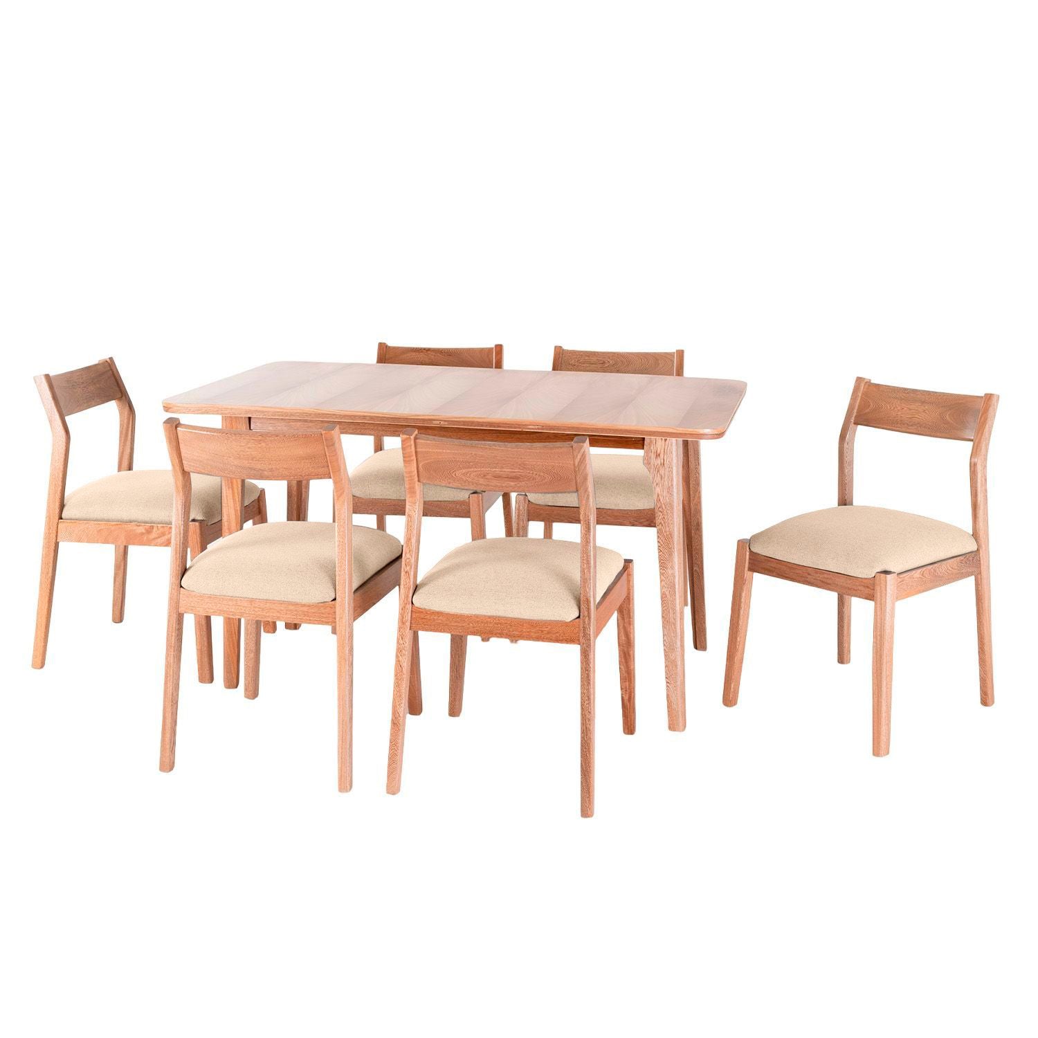 Comedor 6 Puestos Dalton Microfibra Icono Almendra, Natural