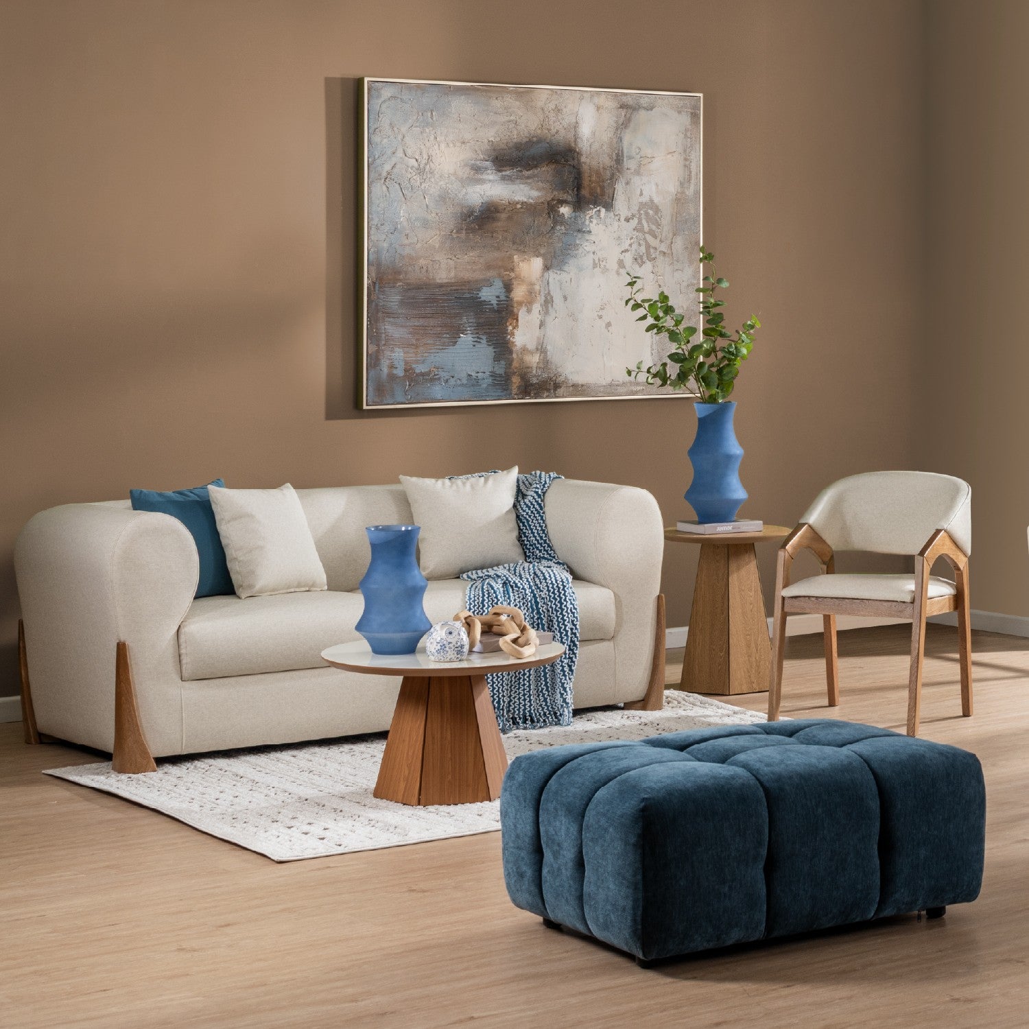 Sofá 3 Puestos Bell Eurolino Vitore Marfil, Natural