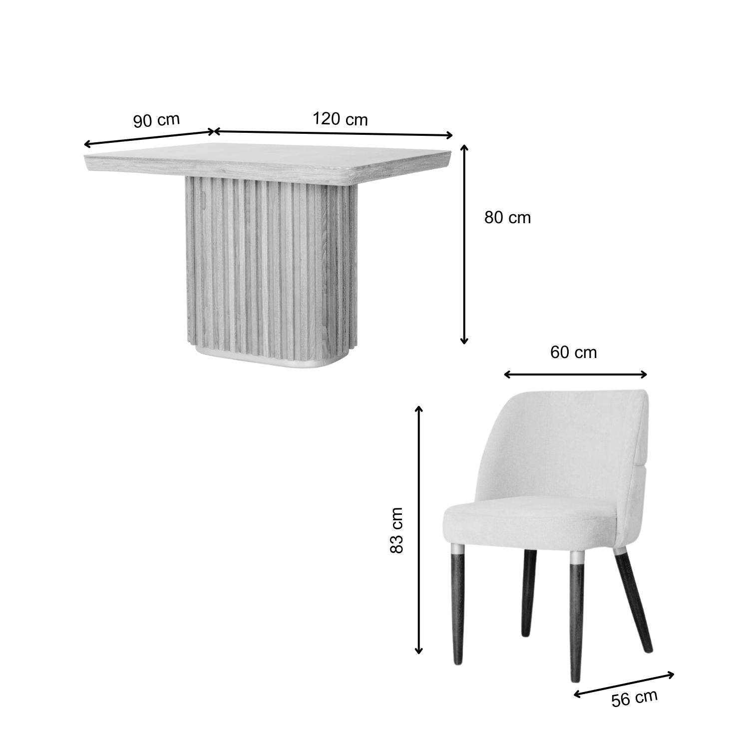 Comedor 4 Puestos Nicole Velvet Impetu Gris, Natural Oscuro