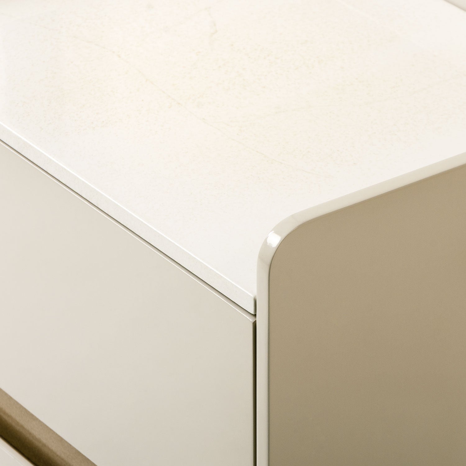 Mesa De Noche Bilbao Marmolado, Greige Champaña