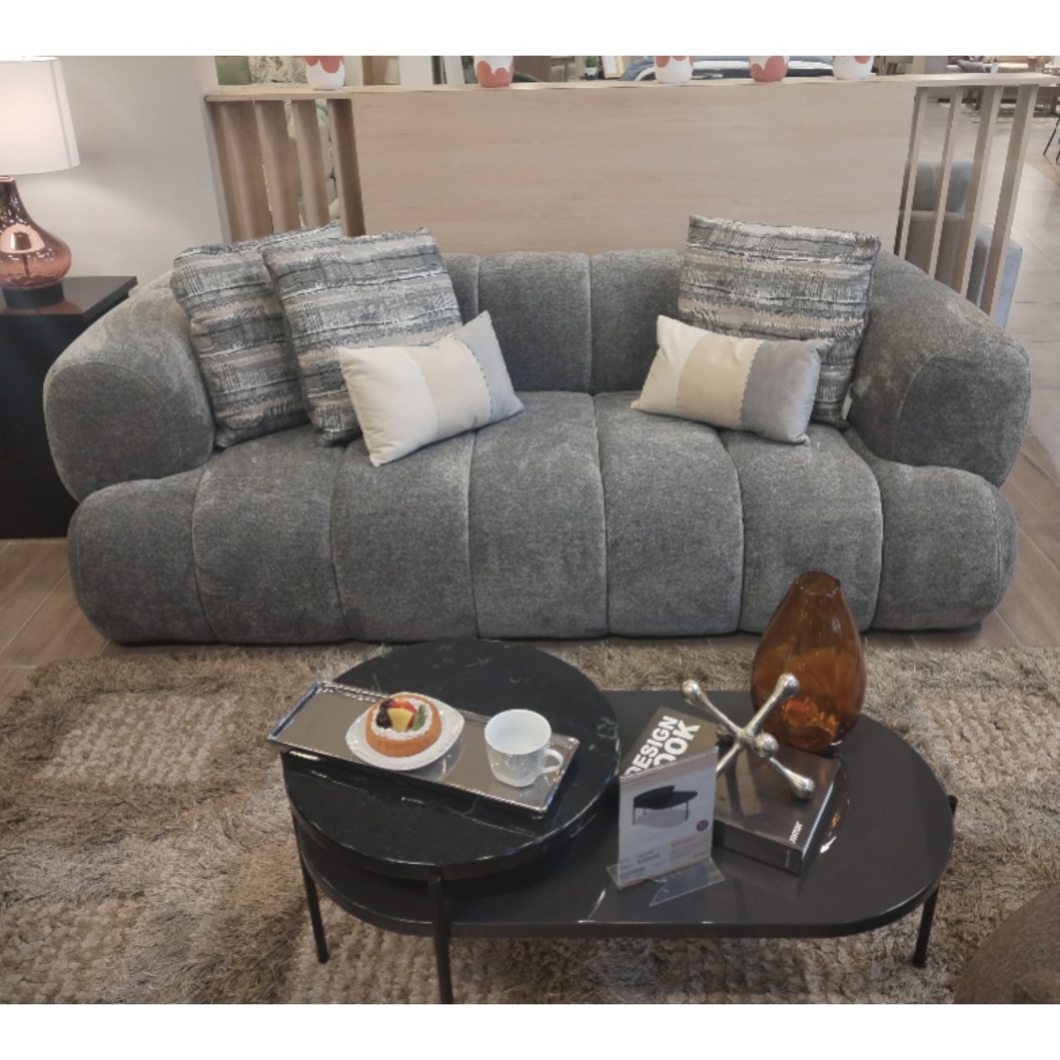 Sofá 3 Puestos Darcy Velvet Gris