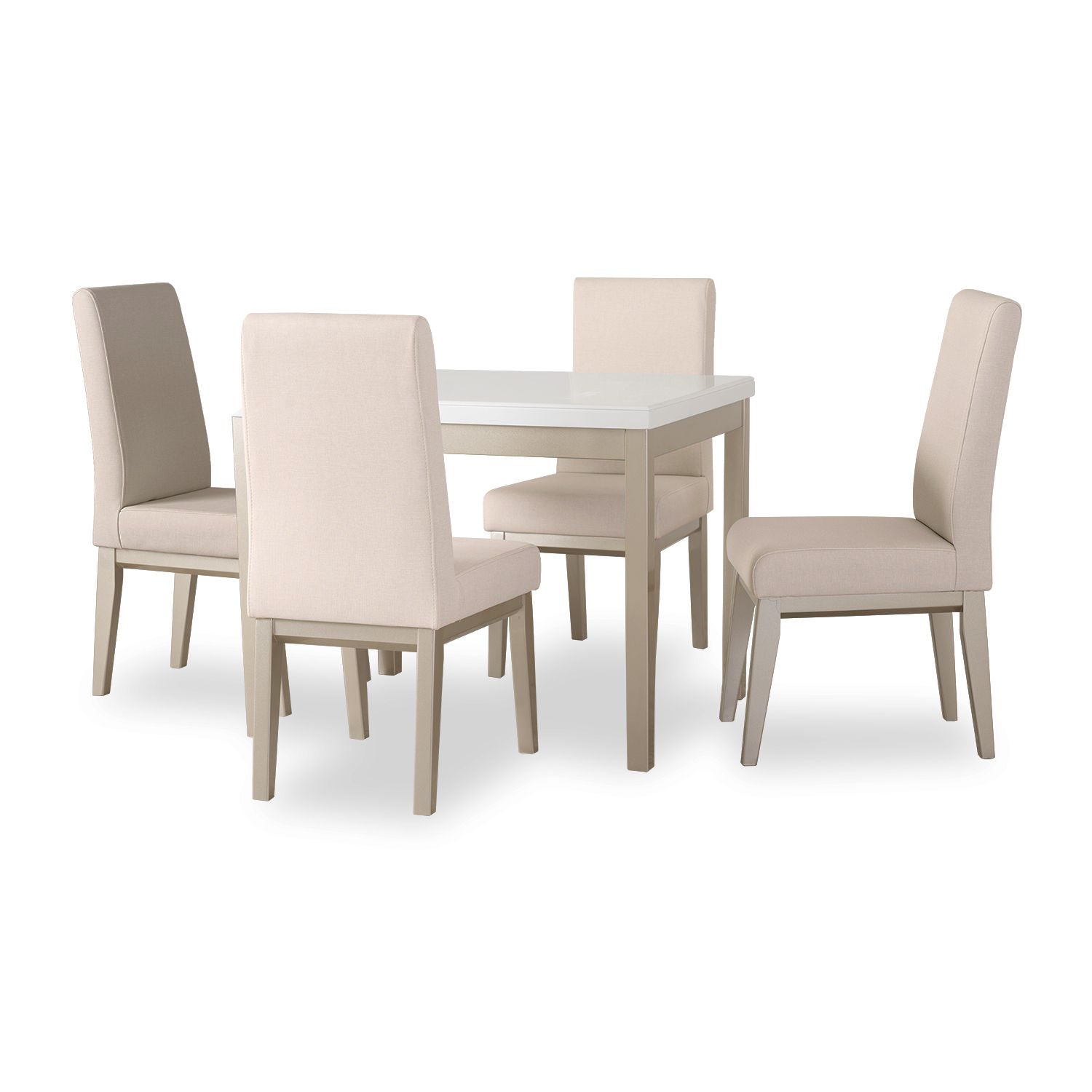 Comedor 4 Puestos Walcot Chenille Idilio Beige, Champaña 4 Sillas