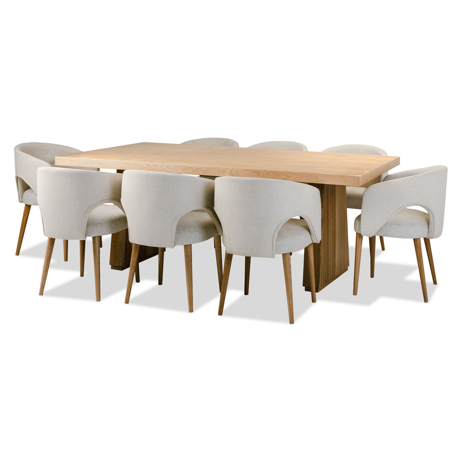 Comedor 8 Puestos Denver Microfibra Arena, Natural