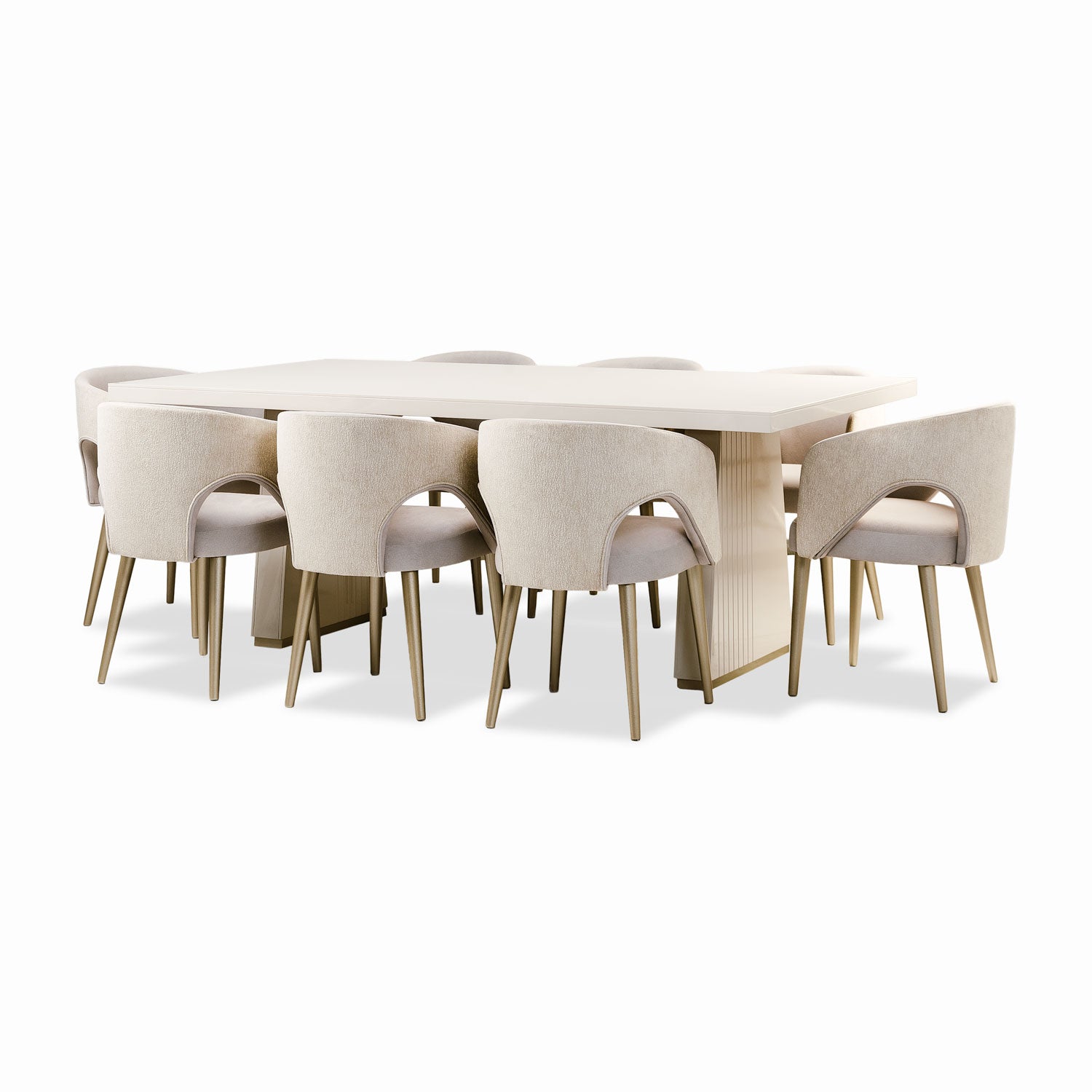 Comedor 8 Puestos Denver Velvet Beige, Champaña