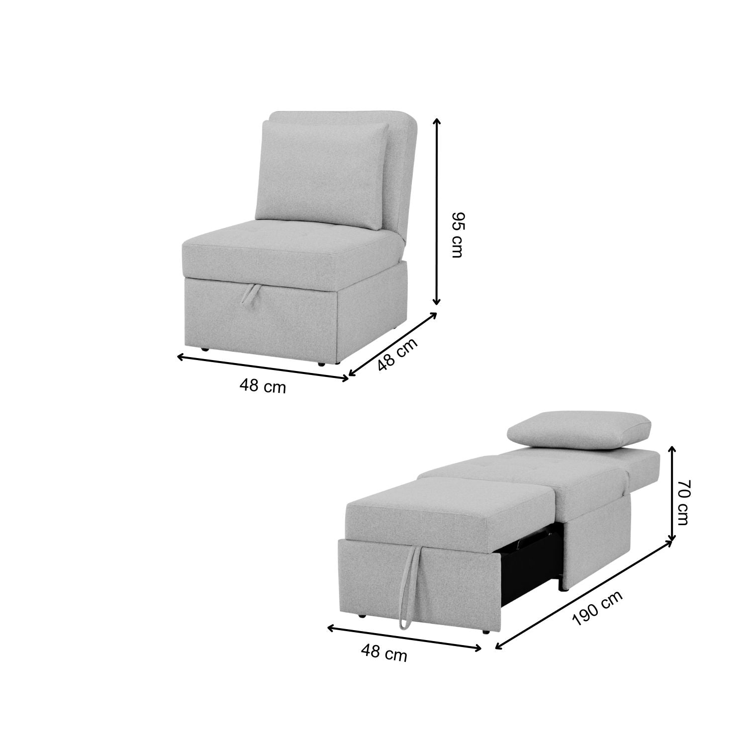 Sofá Cama Twin Portela Lino Gris