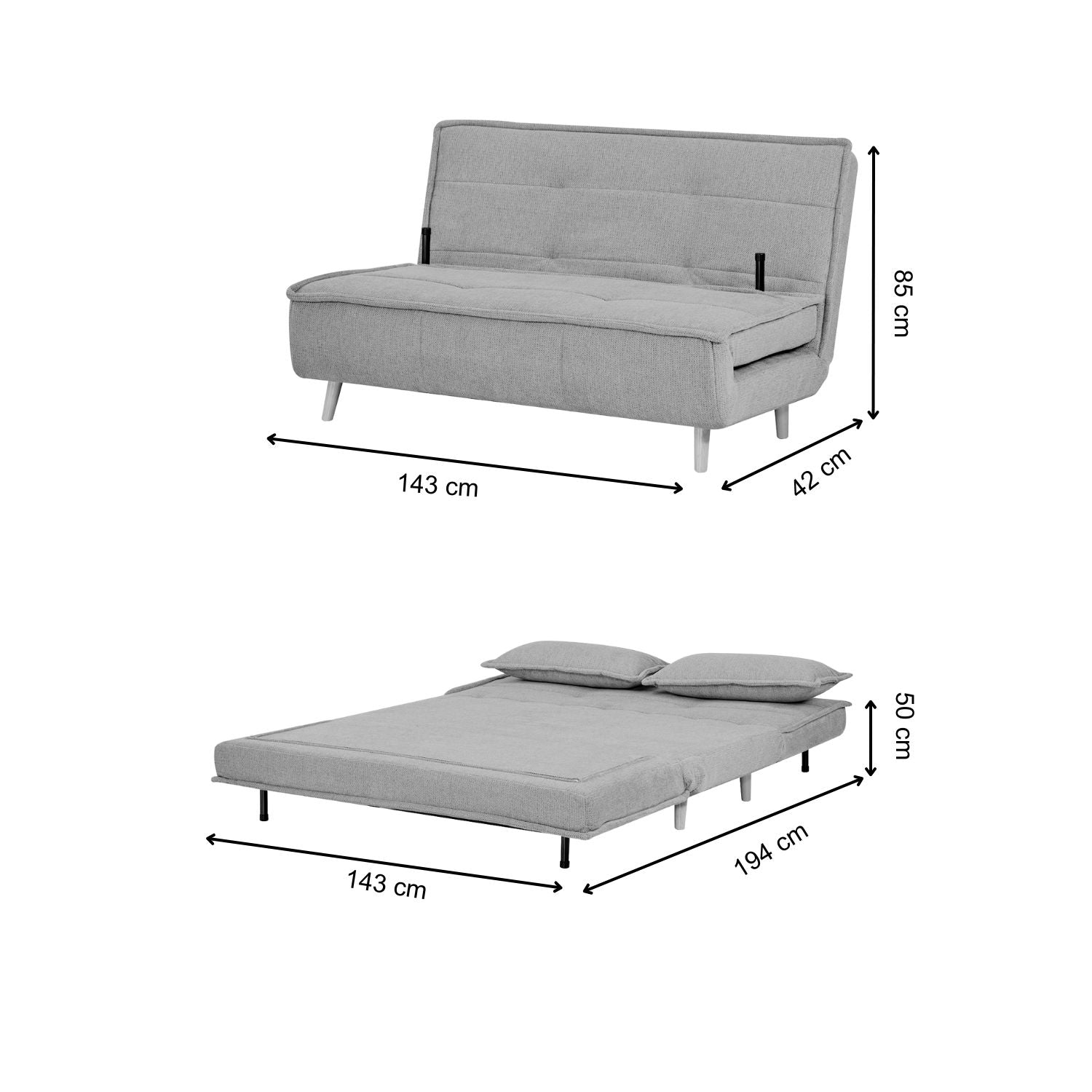 Sofá Cama Emmi Lino Gris