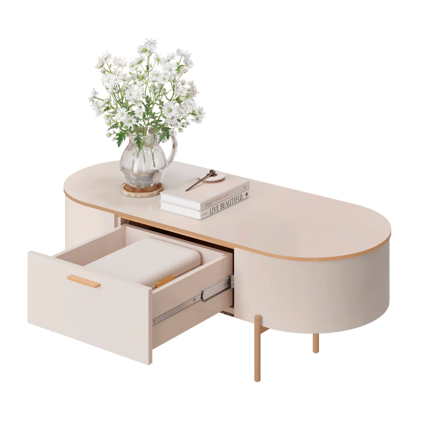 Mesa de Centro Flora Off White 107X34X44