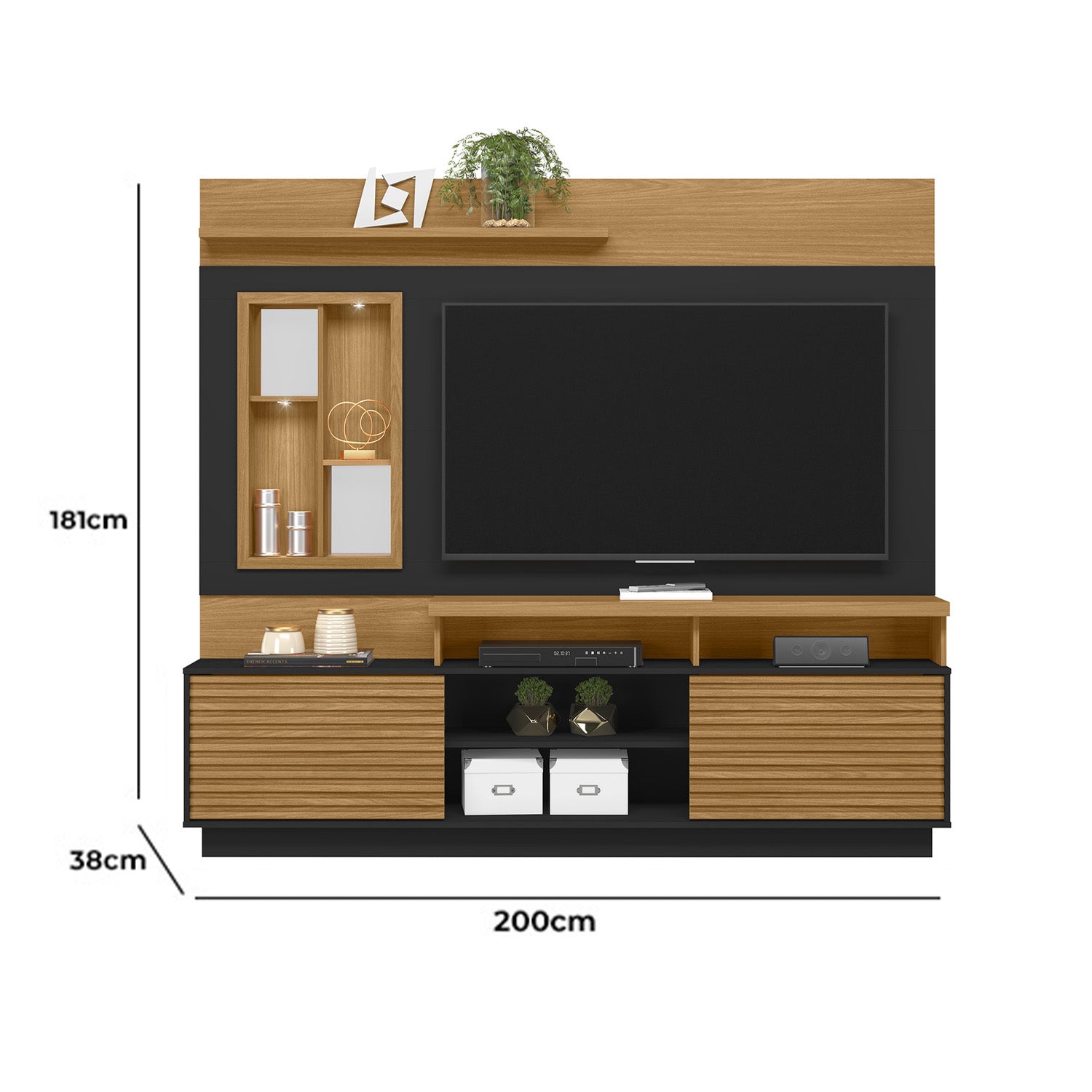 Centro de Entretenimiento Marcus Natural, Negro 200X181X38