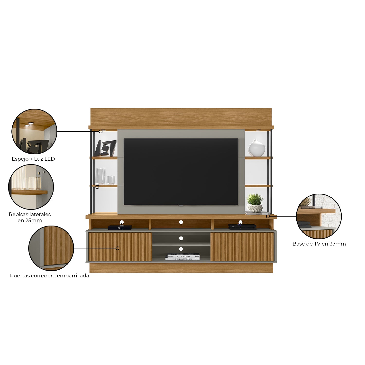 Centro de Entretenimiento  Salvador Natural Gris 218X191X45